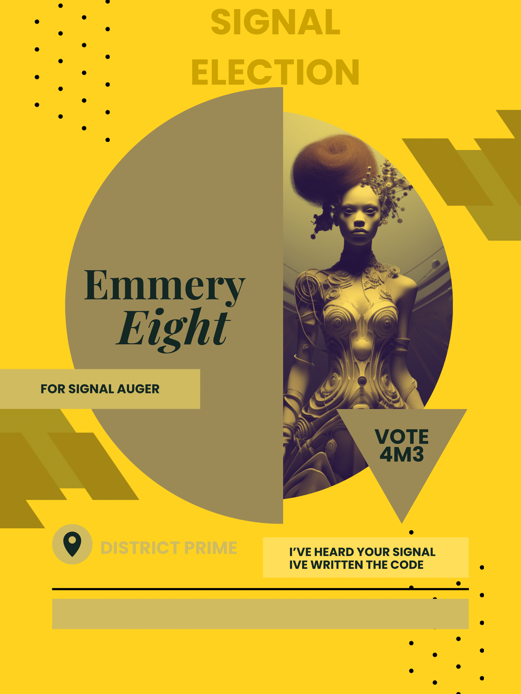 Emery Eight campaign poster, for Signal Auger
